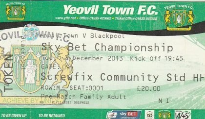 Yeovil Town v Blackpool  03-Dec-2013