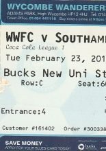 Wycombe Wanderers v Southampton 23-Feb-2010
