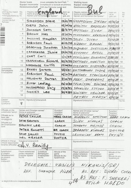Bulgaria u21 v England u21 08-Jun-1999
