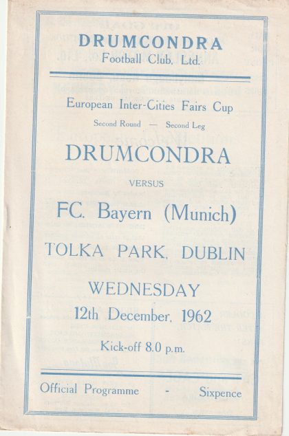Drumcondra v Bayern Munich  12-Dec-1962