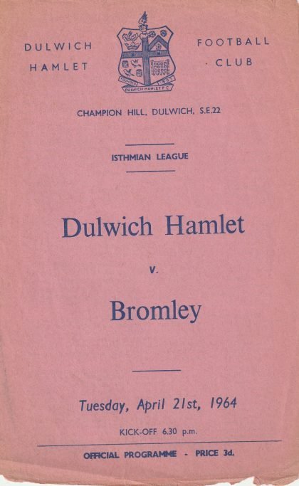 Dulwich Hamlet v Bromley 21-Apr-1964