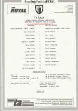Reading Reserves v Crystal Palace Reserves 24-Feb-1988
