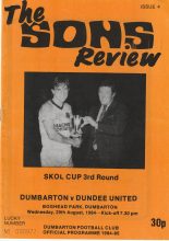 Dumbarton v Dundee United  29-Aug-1984