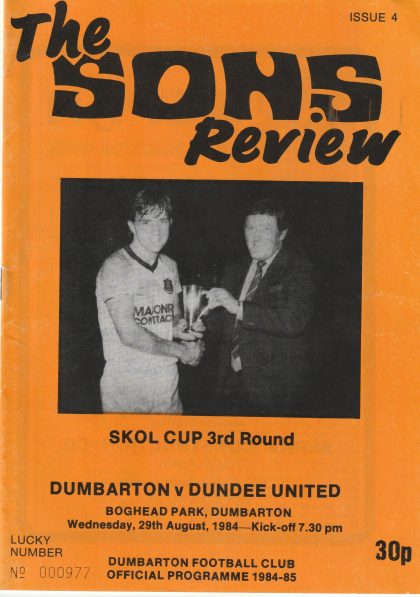 Dumbarton v Dundee United  29-Aug-1984