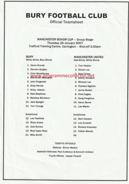 Bury v Manchester United 25-Jan-2007