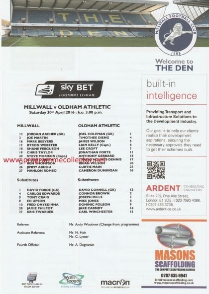 Millwall v Oldham Athletic 30-Apr-2016