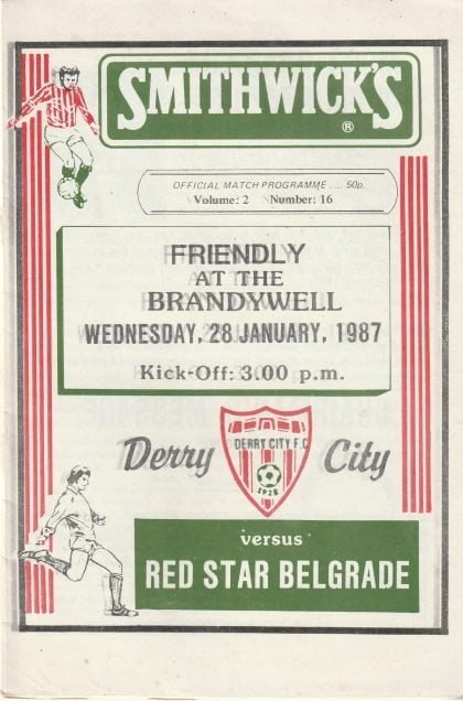 Derry City v Red Star Belgrade  28-Jan-1987