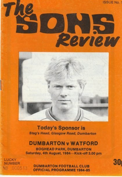 Dumbarton v Watford  04-Aug-1984