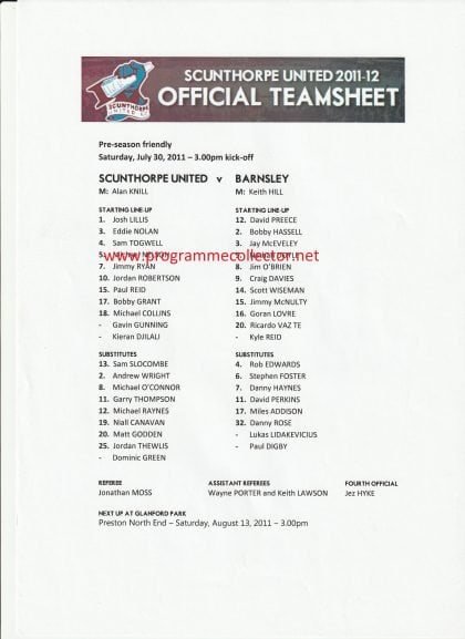 Scunthorpe United v Barnsley  30-Jul-2011