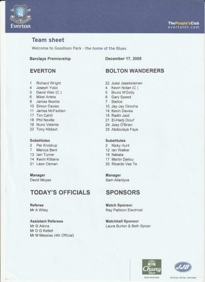 Everton v Bolton Wanderers 17-Dec-2005