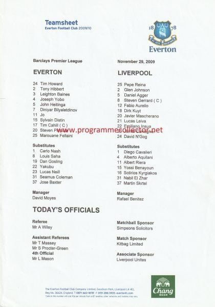 Everton v Liverpool 29-Nov-2009
