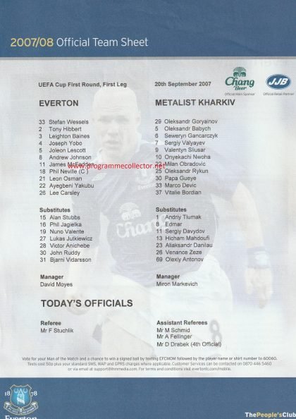 Everton v Metalist Kharkiv  20-Sep-2007