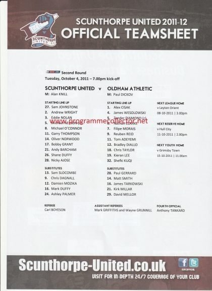 Scunthorpe United v Oldham Athletic  04-Oct-2011