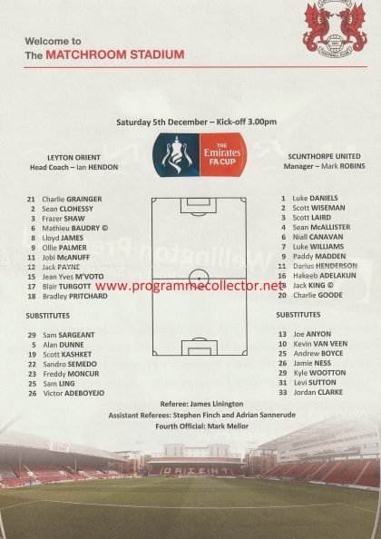 Leyton Orient v Scunthorpe United  05-Dec-2015