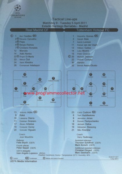 Tottenham Hotspur v Real Madrid  05-Apr-2011