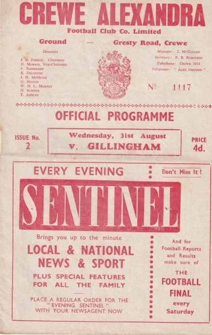Crewe Alexandra v Gillingham 31-Aug-1960