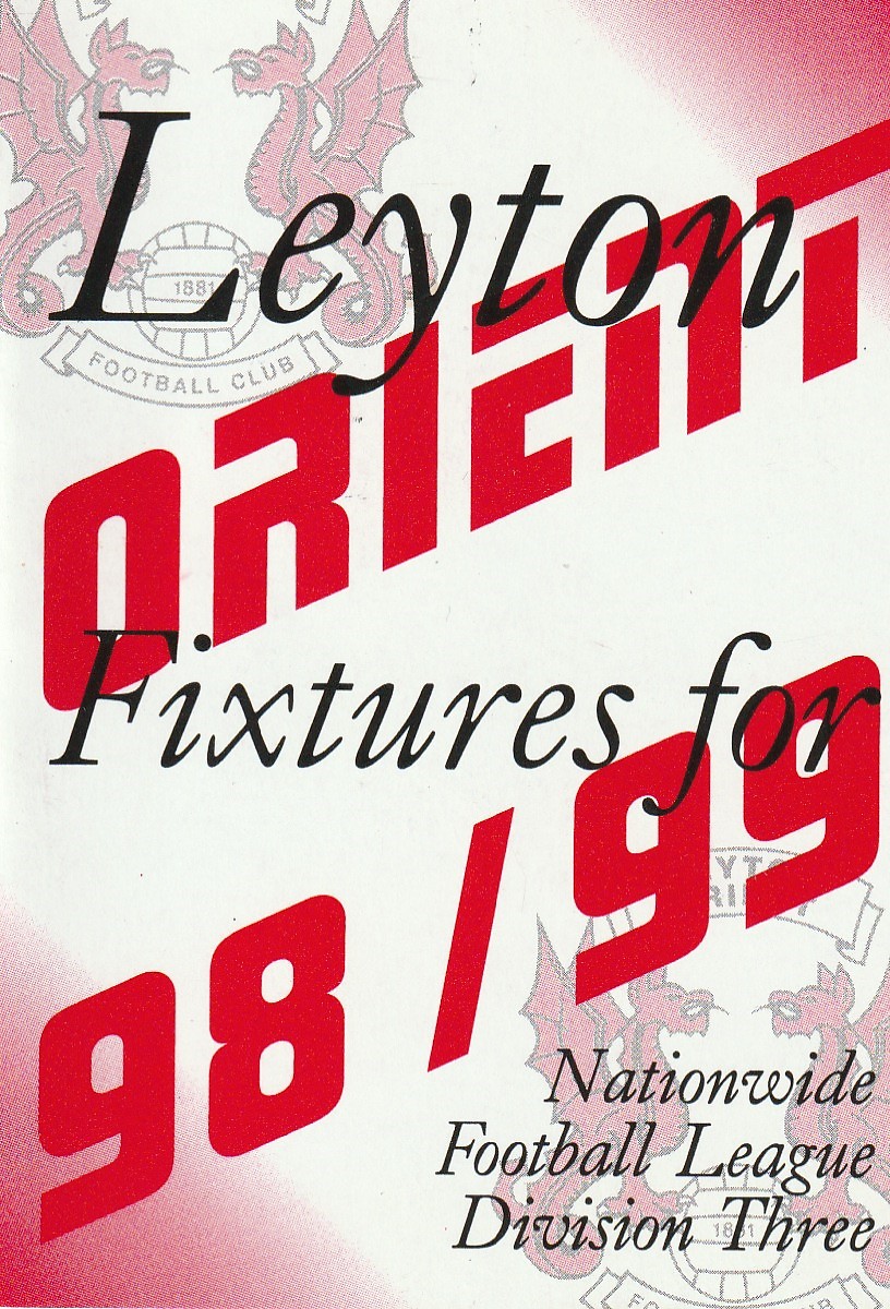 Leyton Orient Fixture card 199899