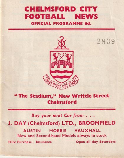 Chelmsford City v Gillingham   13-Aug-1962