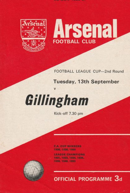 Arsenal v Gillingham 13-Sep-1966