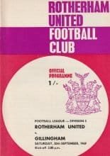 Rotherham United v Gillingham 20-Sep-1969