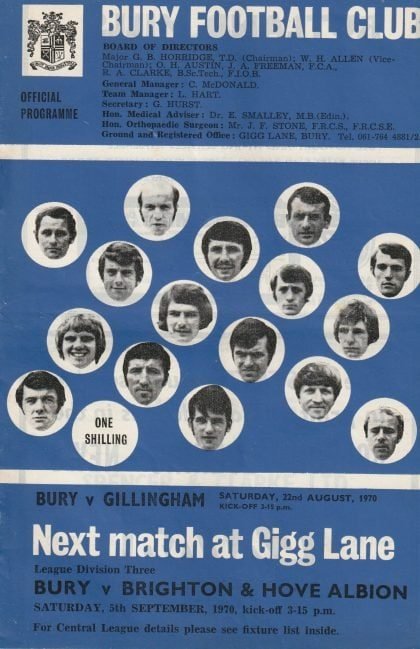Bury v Gillingham 22-Aug-1970