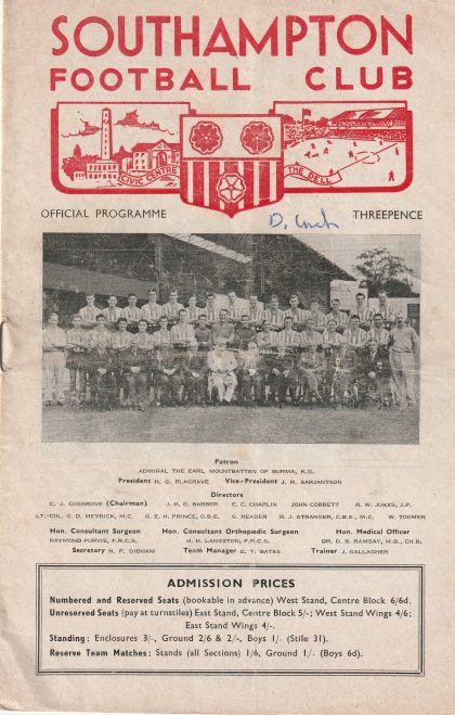 Southampton v Gillingham 31-Aug-1957