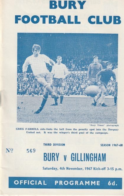 Bury v Gillingham 04-Nov-1967