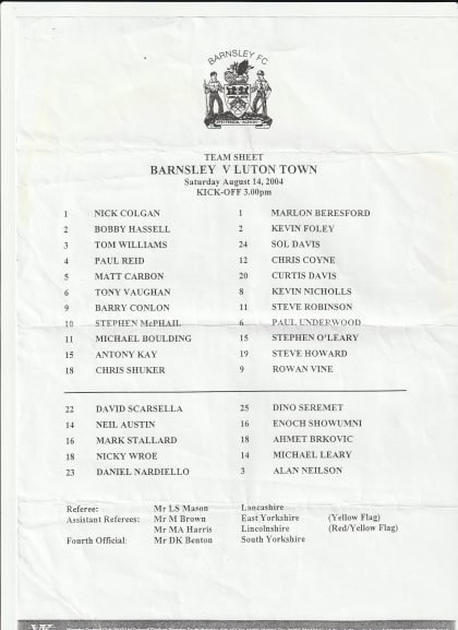 Barnsley v Luton Town 14-Aug-2004