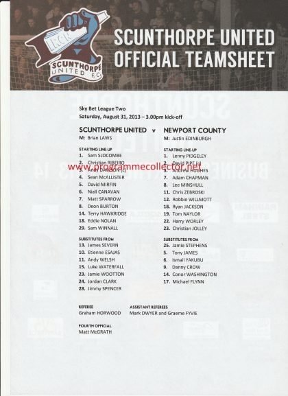 Scunthorpe United v Newport County 31-Aug-2013