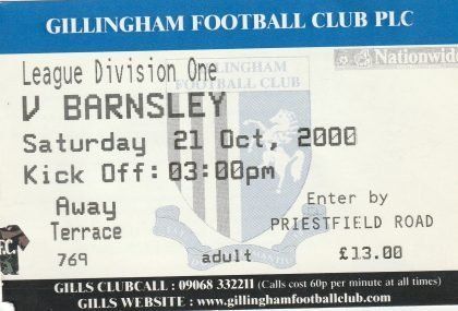 Gillingham v Barnsley 21-Oct-2000