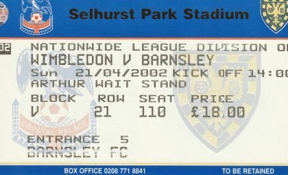 Wimbledon v Barnsley 21-Apr-2002
