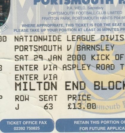 Portsmouth v Barnsley  29-Jan-2000