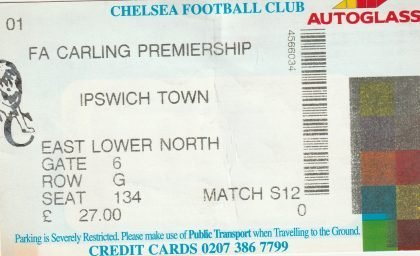 Chelsea v Ipswich Town  Date unknown