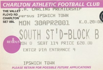 Charlton Athletic v Ipswich Town 30-Apr-2001