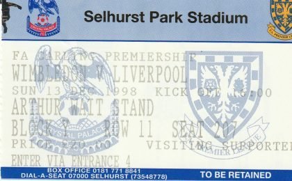 Wimbledon v Liverpool 13-Dec-1998