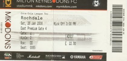 Milton Keynes Dons v Rochdale 26-Jan-2008