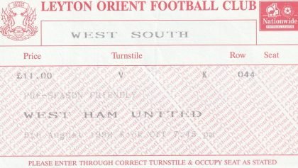 Leyton Orient v West Ham United  05-Aug-1998