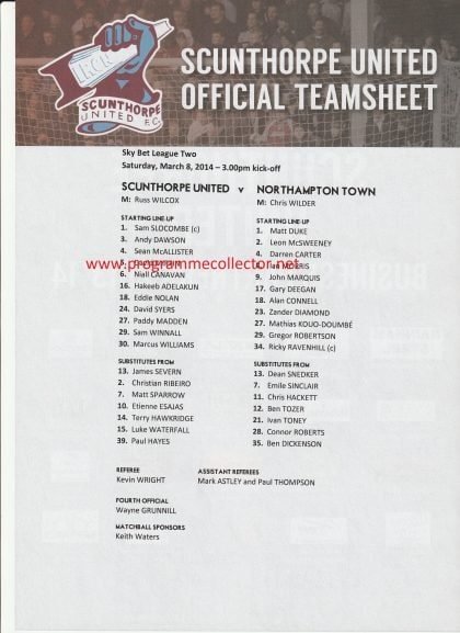 Scunthorpe United v Northampton Town  08-Mar-2014