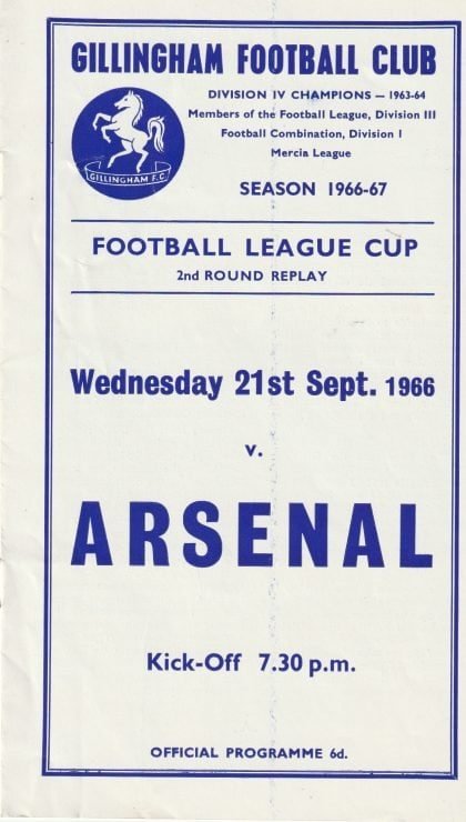 Gillingham v Arsenal 21-Sep-1966