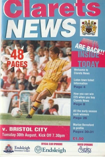 Burnley v Bristol City  30-Aug-1994