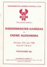 Kidderminster Harriers v Crewe Alexandra 27-Jul-1998