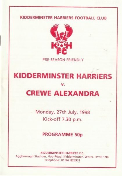 Kidderminster Harriers v Crewe Alexandra 27-Jul-1998