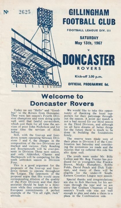 Gillingham v Doncaster Rovers  13-May-1967