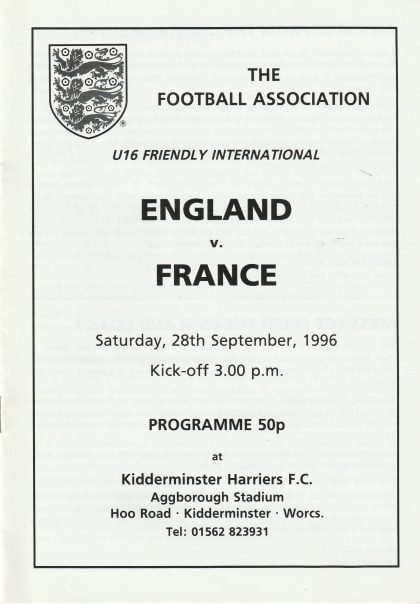 England u16 v France u16  28-Sep-1996