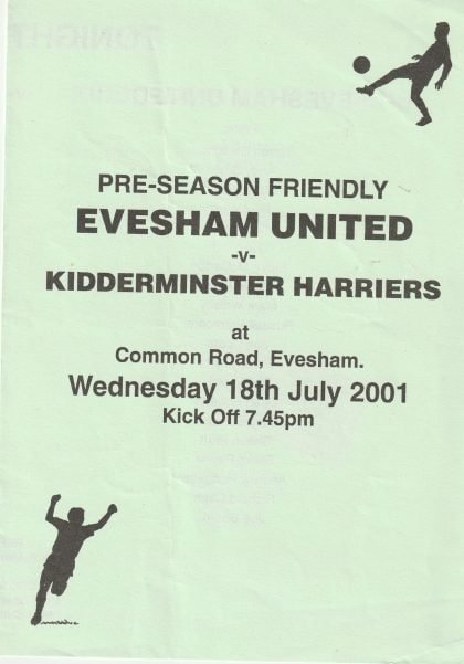 Evesham United v Kidderminster Harriers 18-Jul-2001