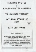 Hereford United v Kidderminster Harriers 02-Aug-2003