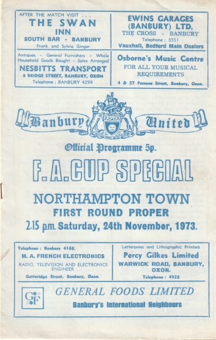 Banbury United v Northampton Town  24-Nov-1973