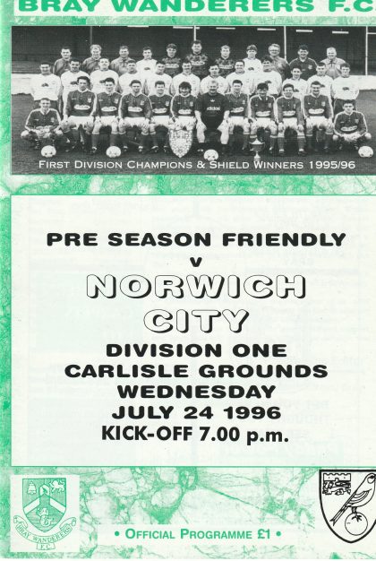 Bray Wanderers v Norwich City 24-Jul-1996
