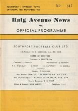 Southport v Swindon Town  18-Nov-1967