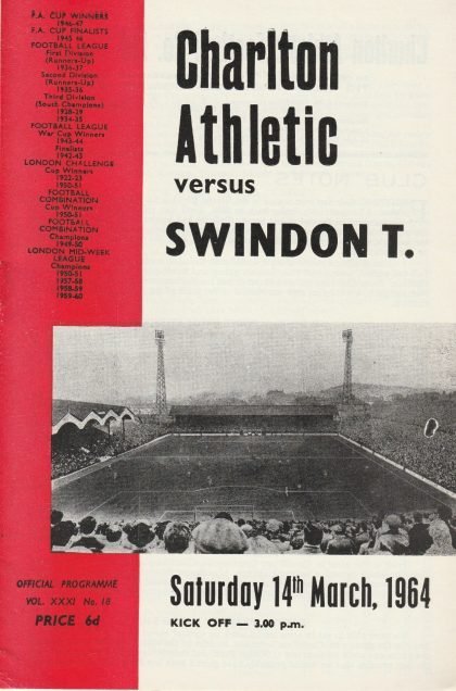 Charlton Athletic v Swindon Town 14-Mar-1964
